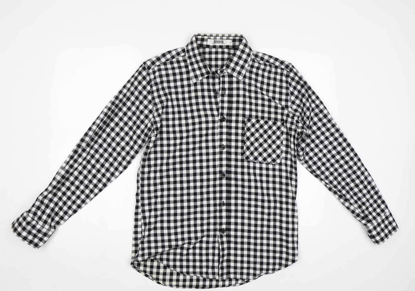 Ochenta Mens Black Check   Button-Up Size L
