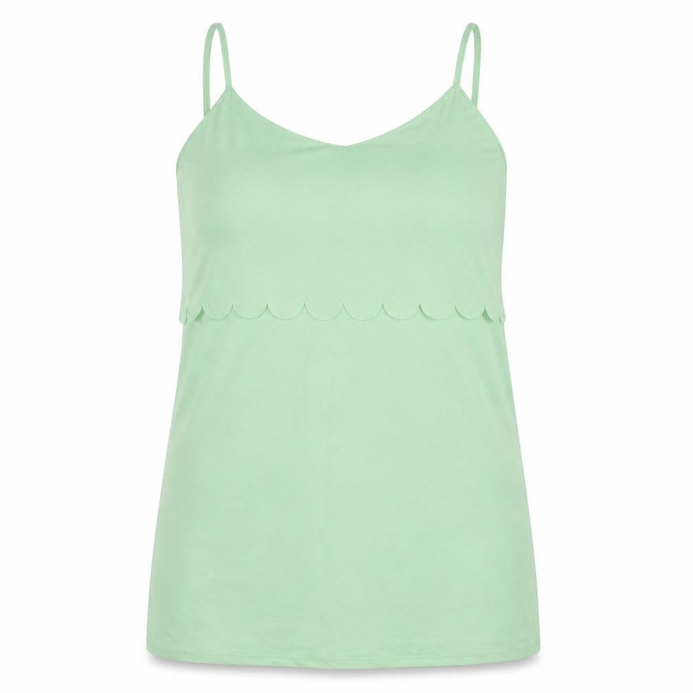 Front view of ASOS women’s green camisole tank, size UK 14