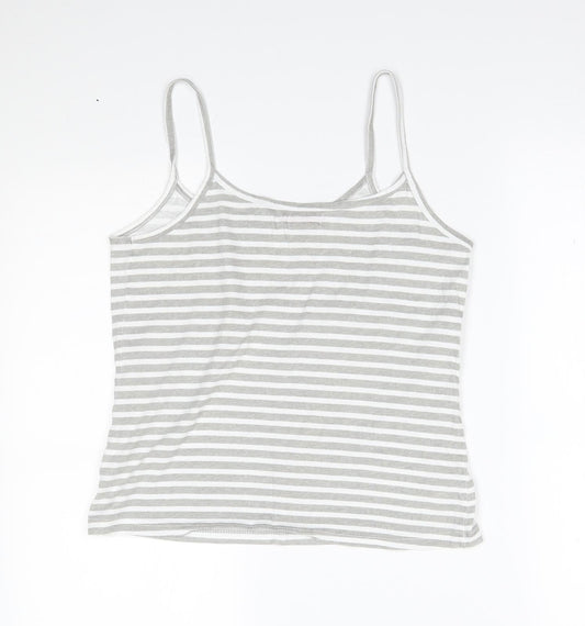 TISSAIA Womens Grey Striped  Basic Tank Size 10