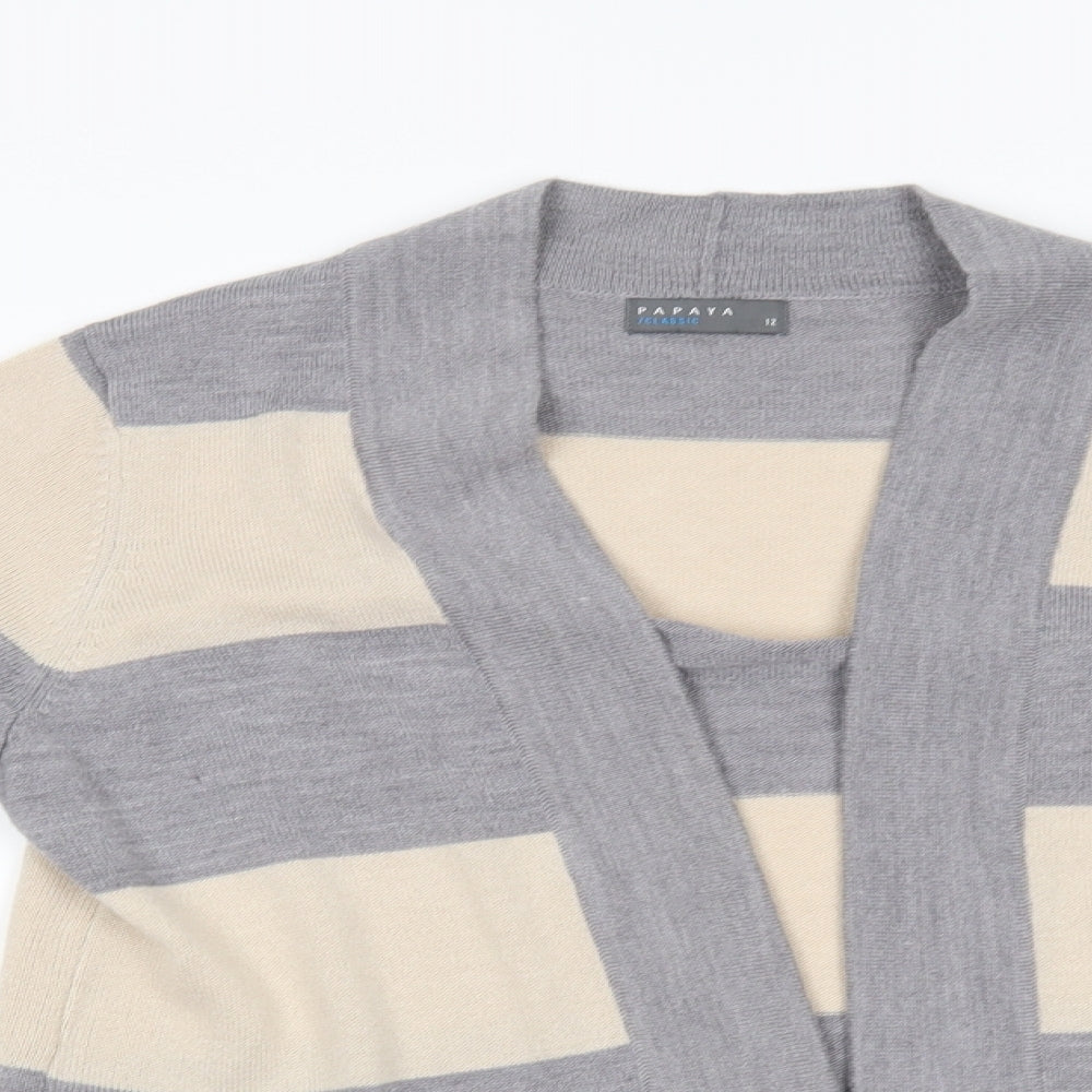 Papaya Womens Beige Striped  Cardigan Jumper Size 12