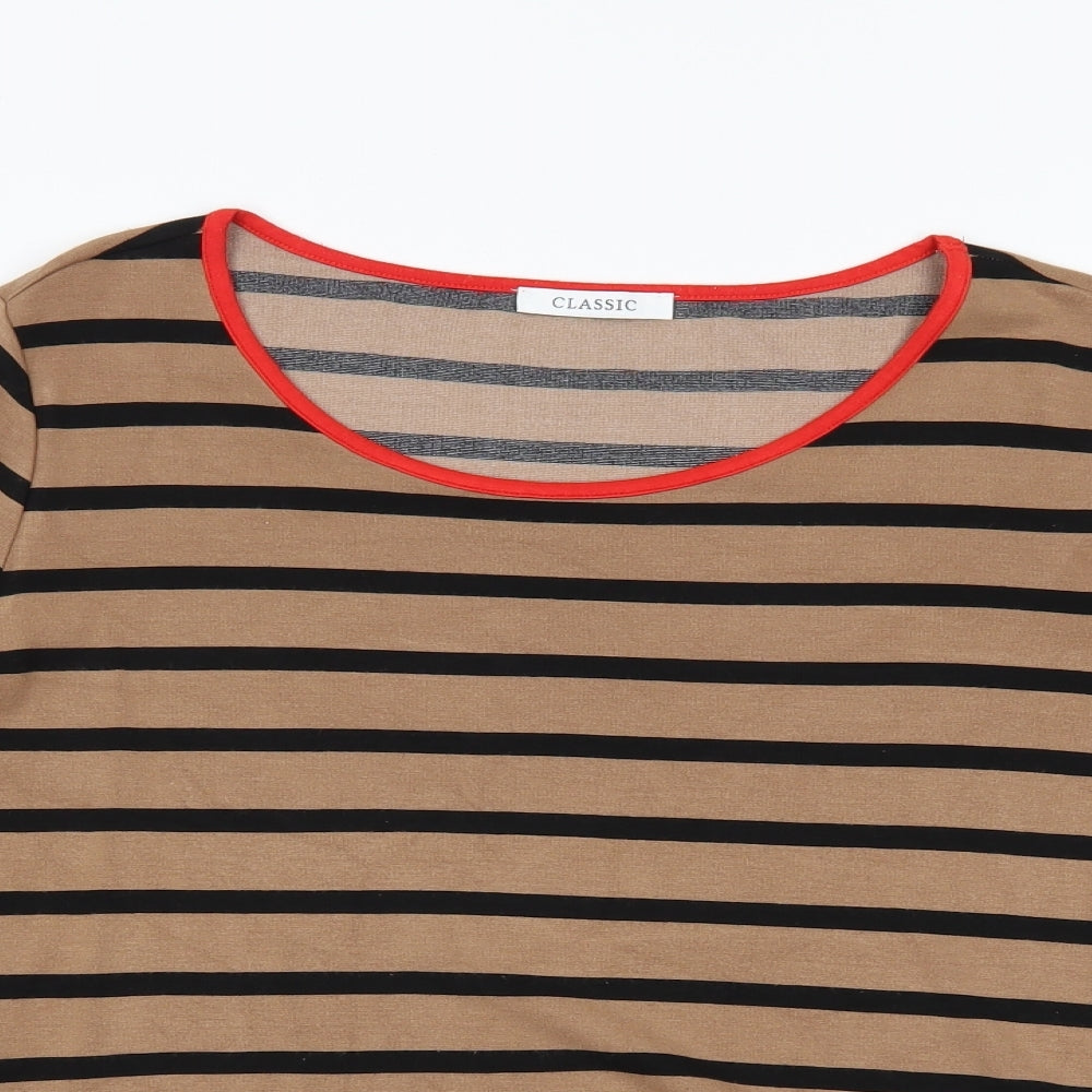 M&S Womens Brown Striped  Pullover Jumper Size 12