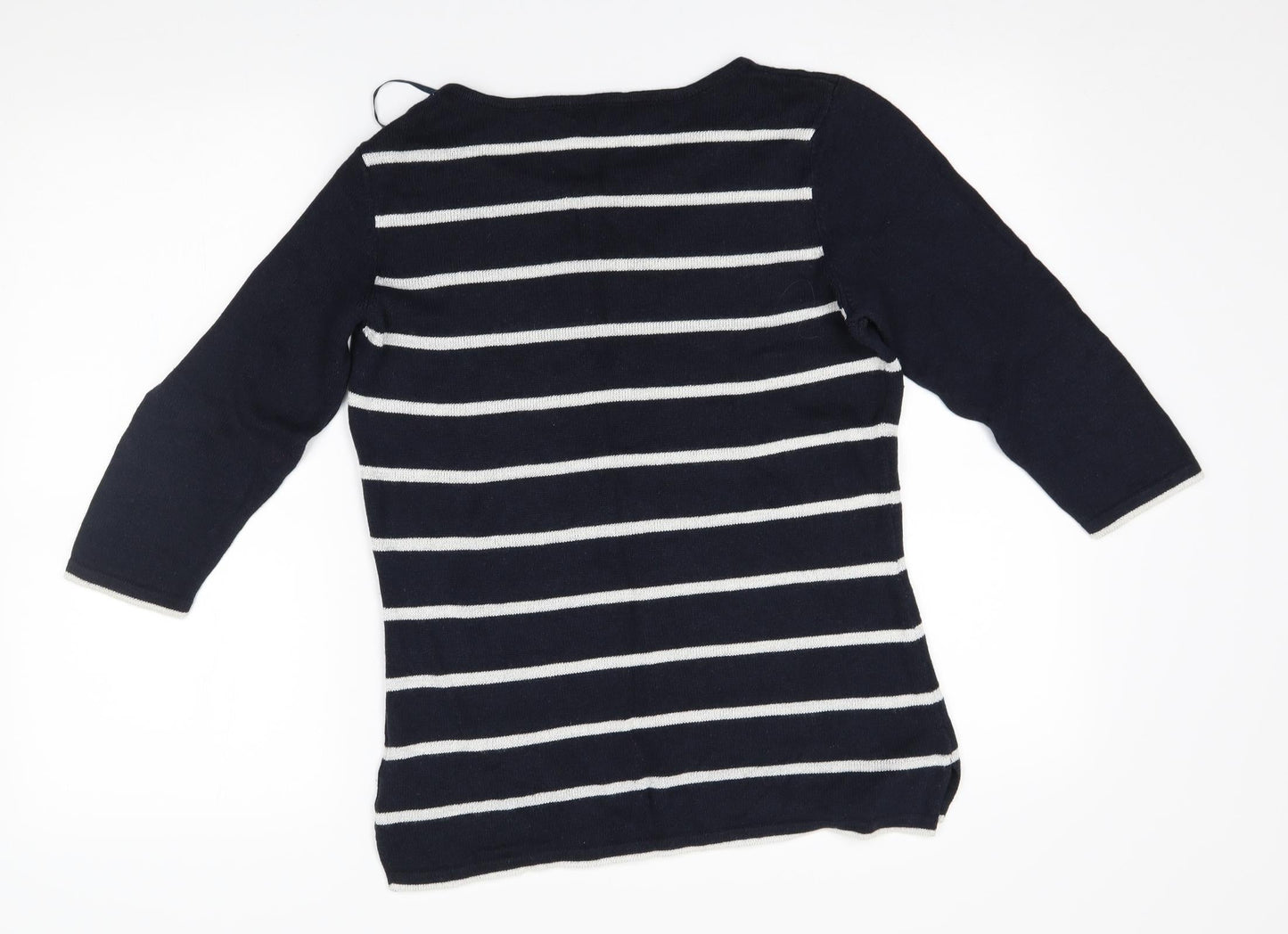 Soon Womens Black Striped  Pullover Jumper Size 12