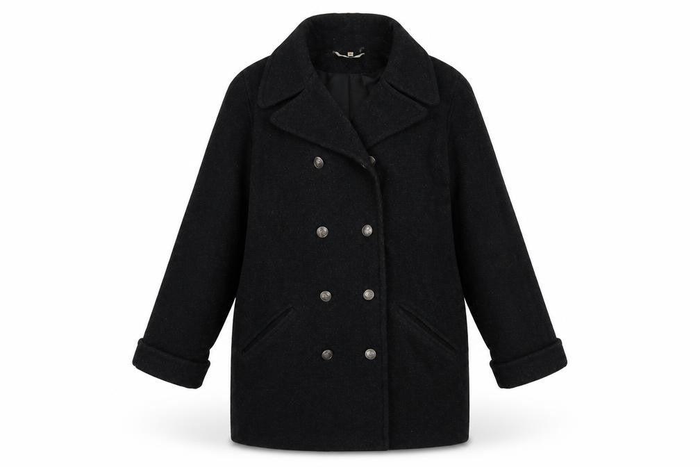 Front view of NuAge women’s grey overcoat coat, size UK 12
