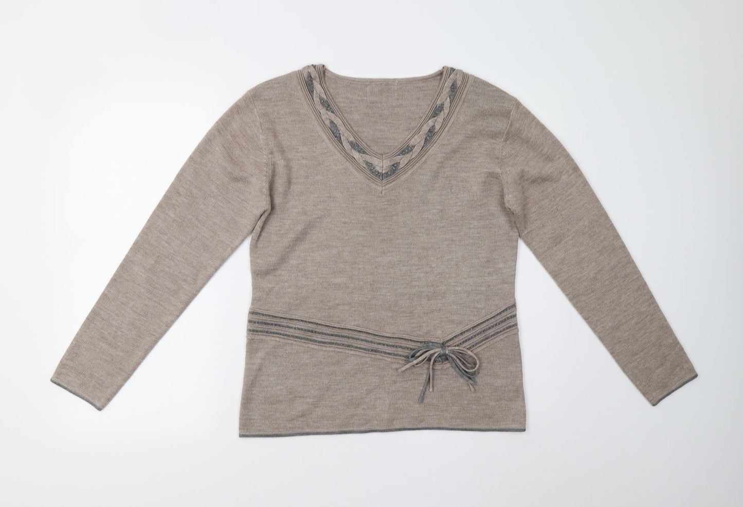 Preworn Womens Beige  Knit Pullover Jumper Size M