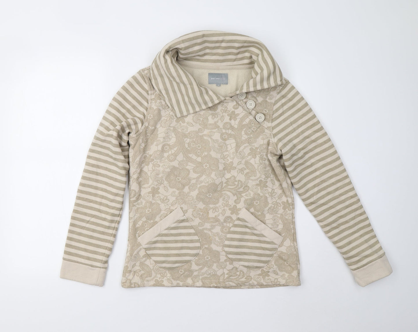 M&S Womens Beige   Henley Jumper Size M