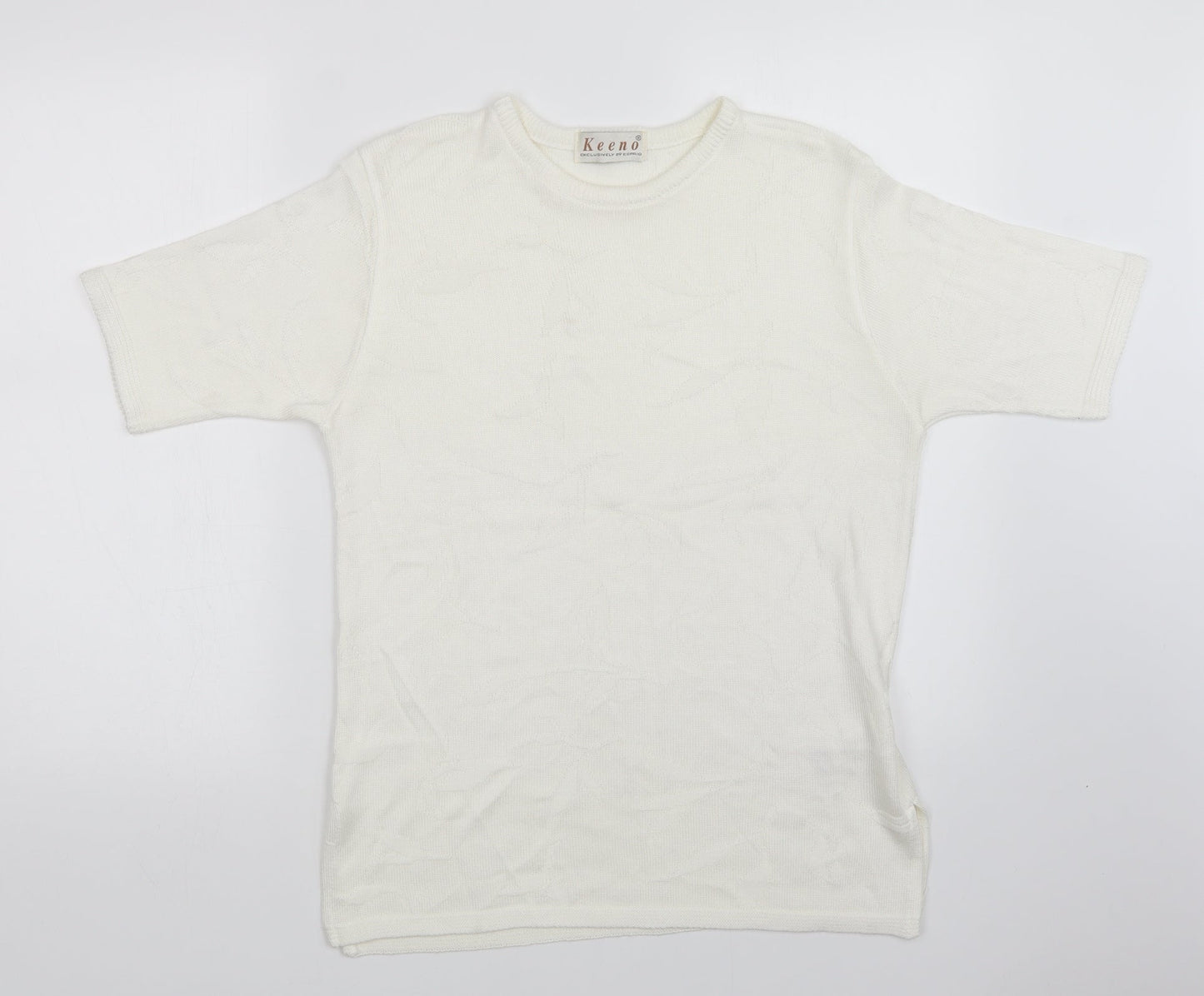 Keeno Womens White Floral  Pullover Jumper