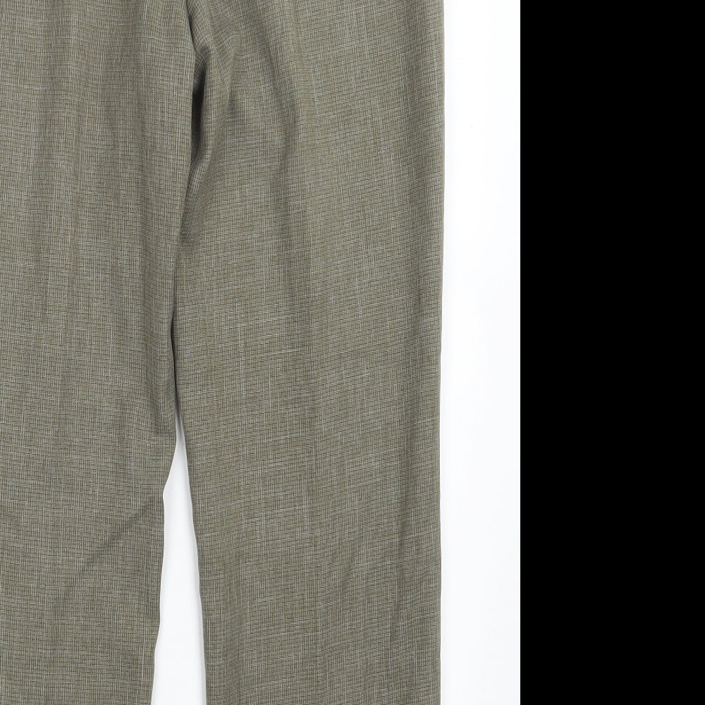 M&S Womens Green Check  Trousers  Size 32 in L27 in