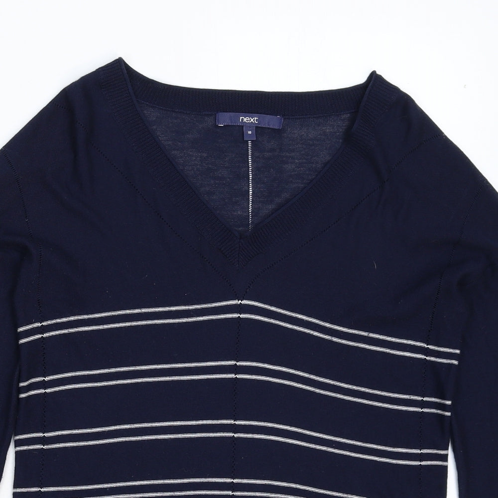NEXT Womens Blue Striped Knit Pullover Jumper Size 10