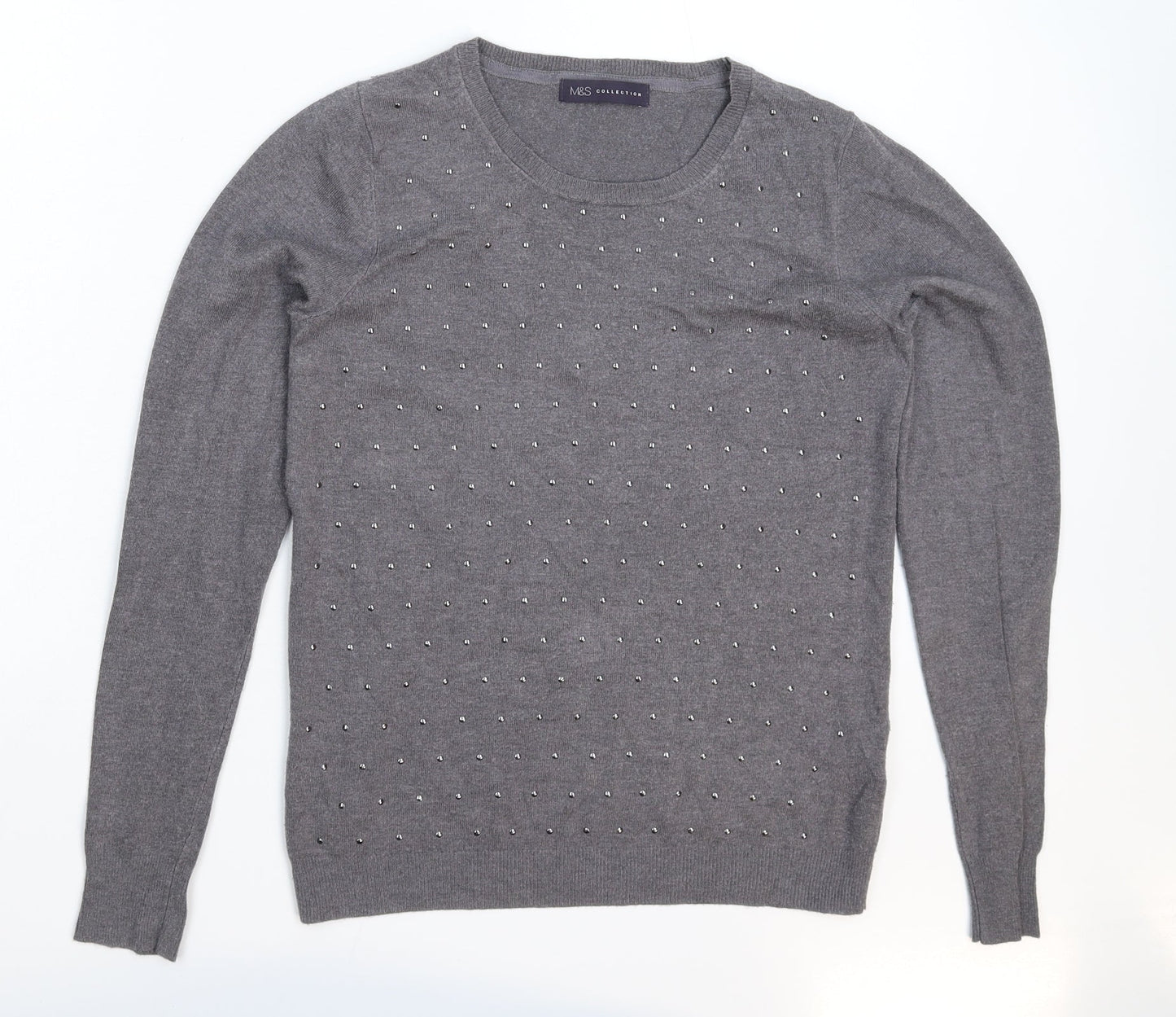 Marks and Spencer Womens Grey  Knit Pullover Jumper Size 8