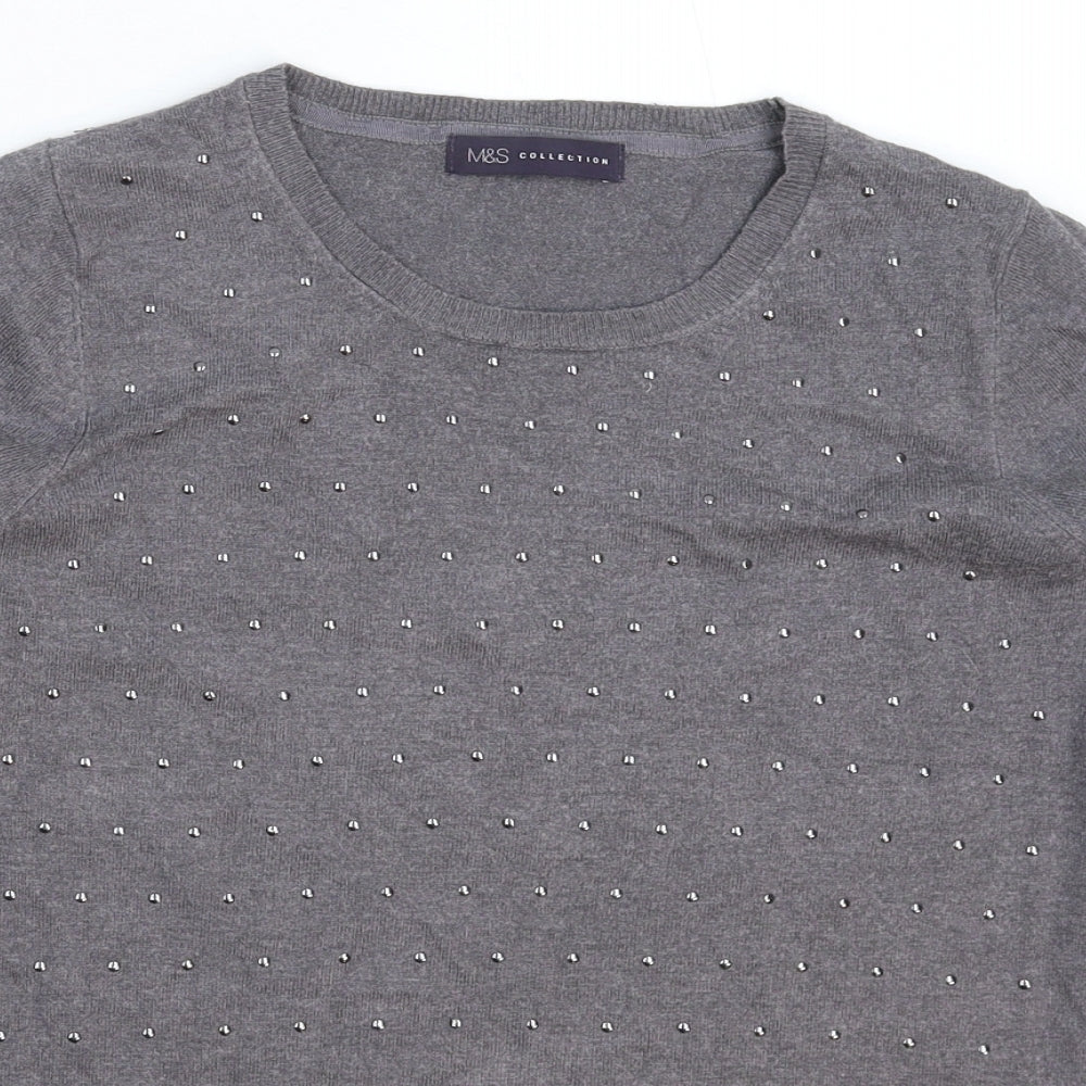 Marks and Spencer Womens Grey  Knit Pullover Jumper Size 8