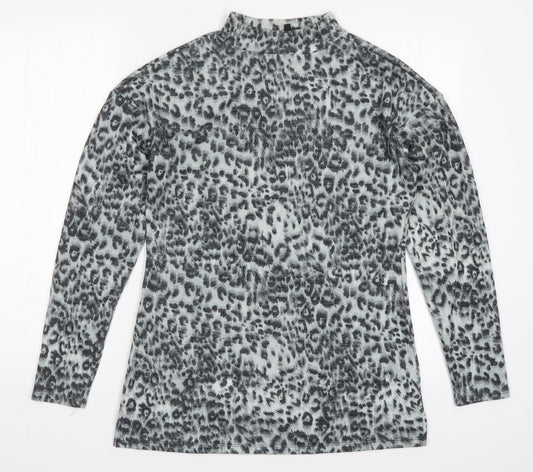 Pep&Co Womens Grey Animal Print  Basic T-Shirt Size 8