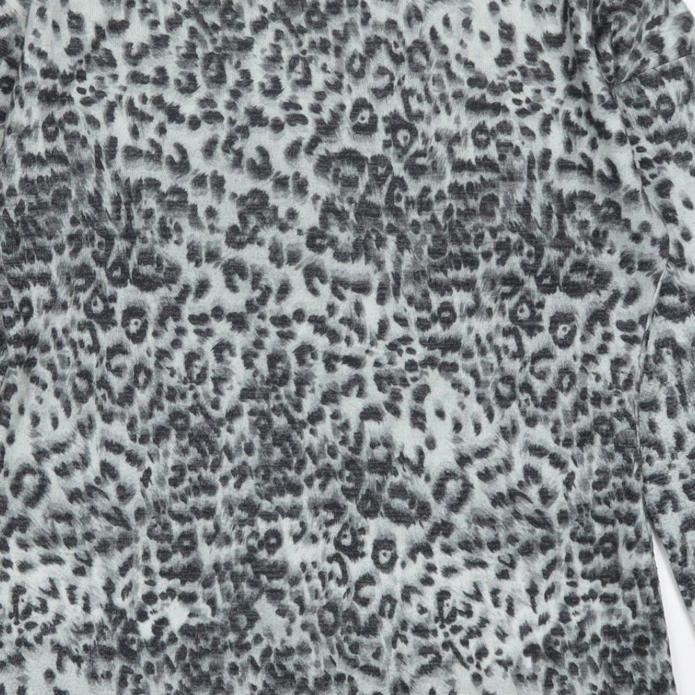 Pep&Co Womens Grey Animal Print  Basic T-Shirt Size 8