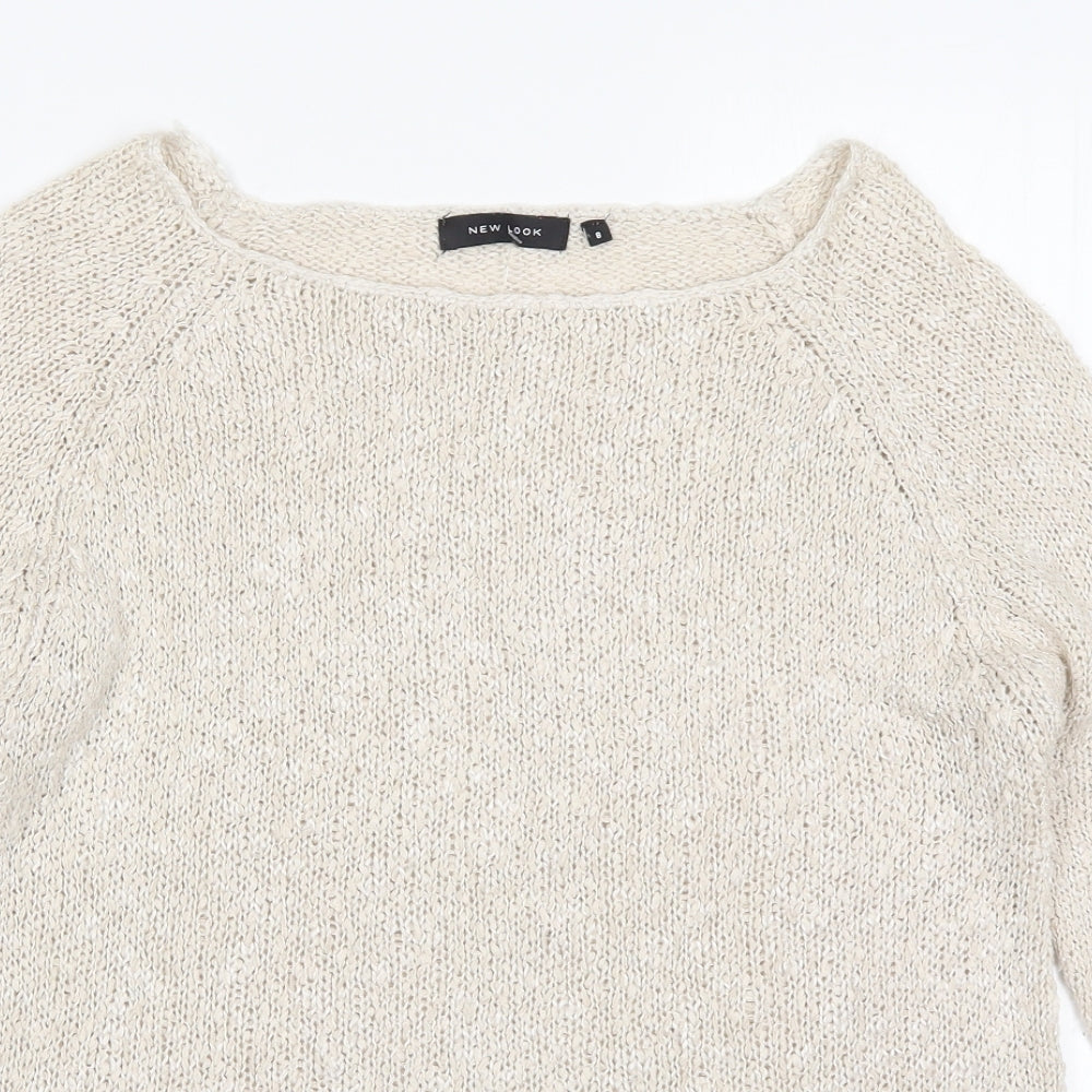 New Lok Womens Beige  Knit Pullover Jumper Size 8