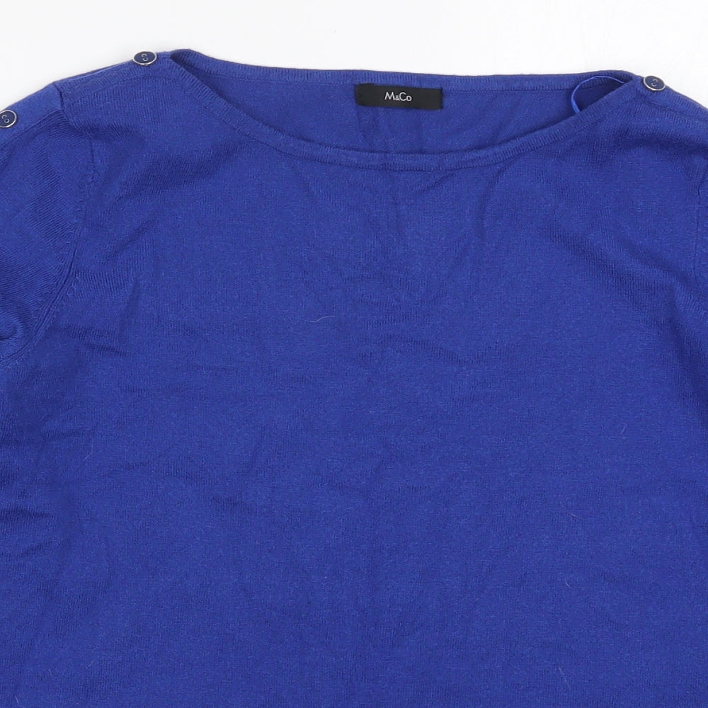 M&Co Womens Blue  Knit Pullover Jumper Size 10