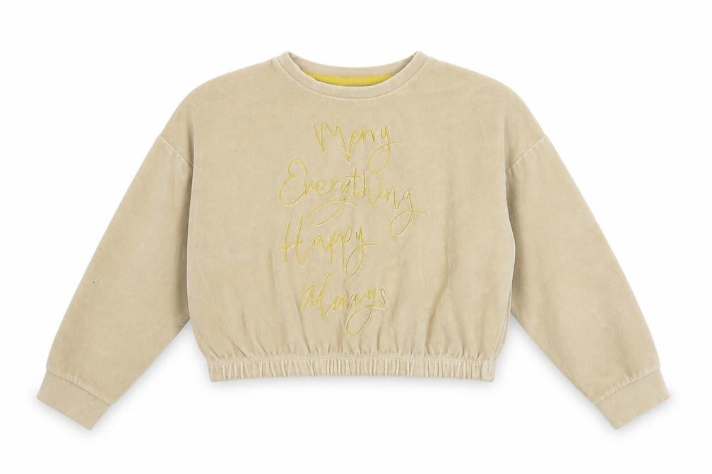 George Girls Beige  Velvet Pullover Sweatshirt Size 8-9 Years  - Merry Christmas