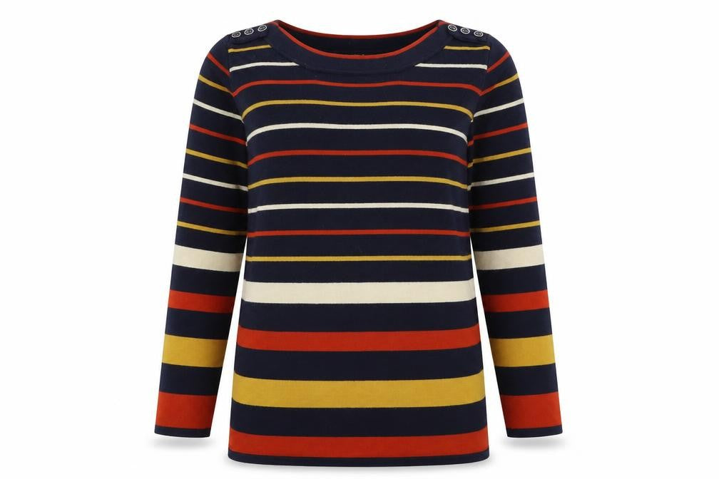 Isle Womens Blue Striped Knit Pullover Jumper Size 10