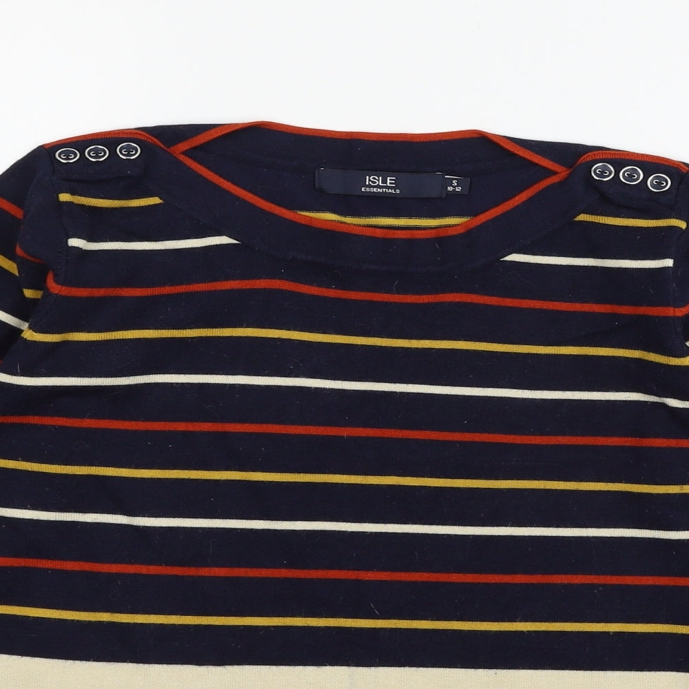 Isle Womens Blue Striped Knit Pullover Jumper Size 10