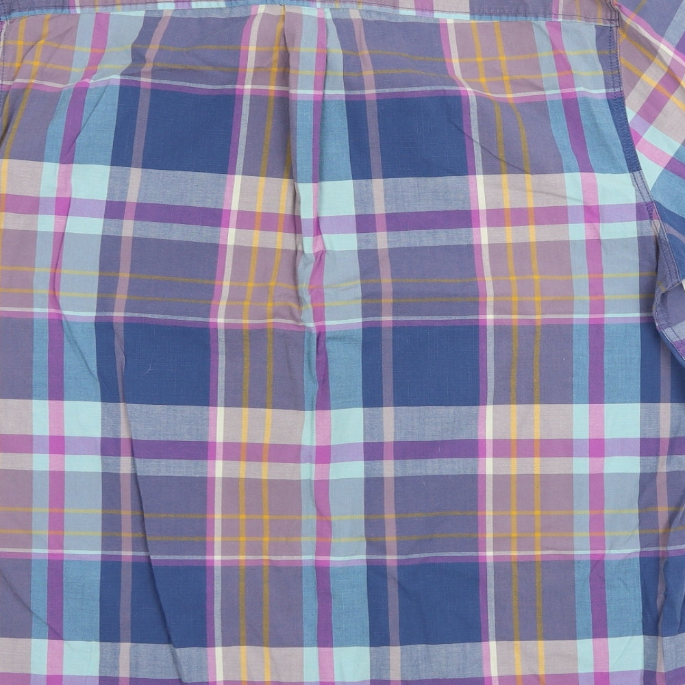 Boston Crew Mens Blue Plaid   Button-Up Size XL