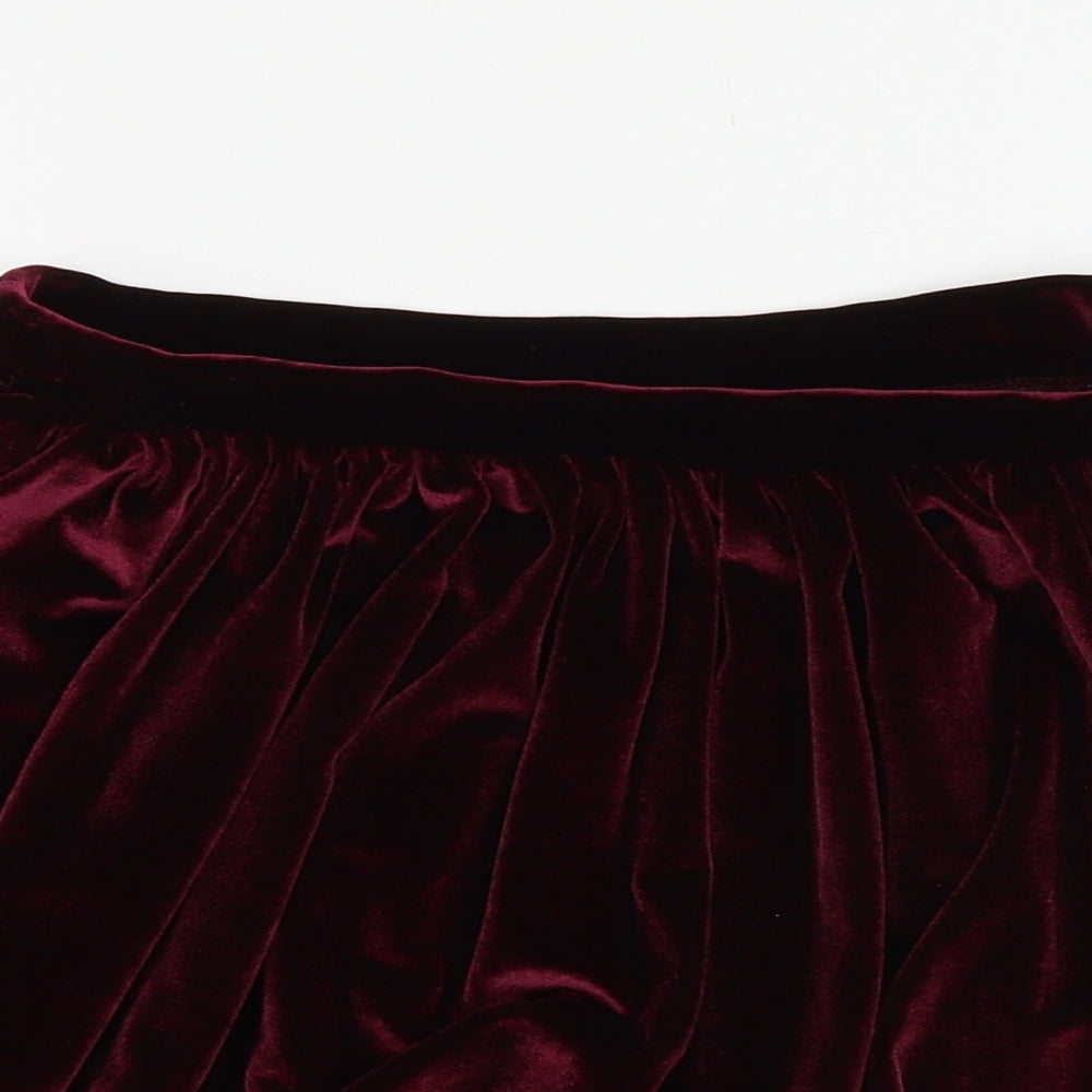 Topshop Womens Purple  Velour Flare Skirt Size 6