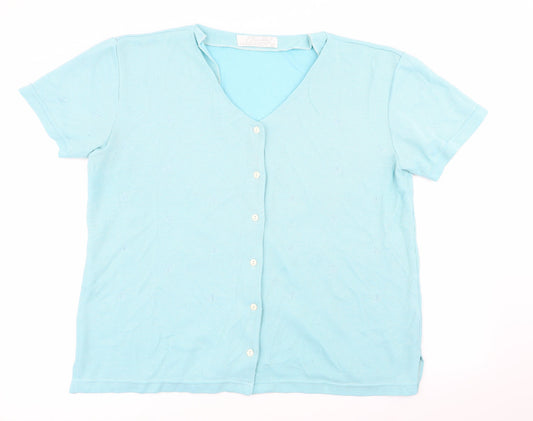 Papillon Womens Blue   Basic Button-Up Size M