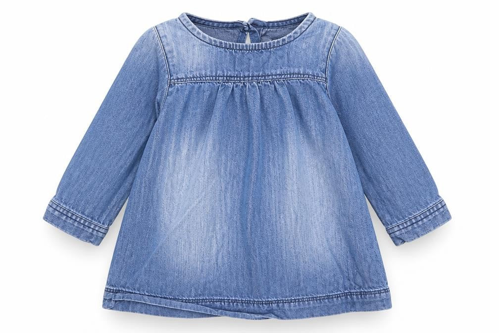 Front view of Next girls’ blue fit & flare, size 9-12, months