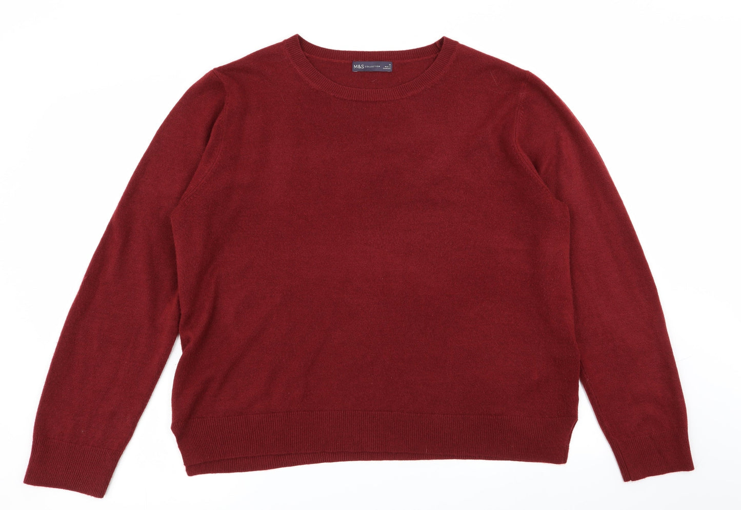 M&s Womens Red   Pullover Jumper Size 20