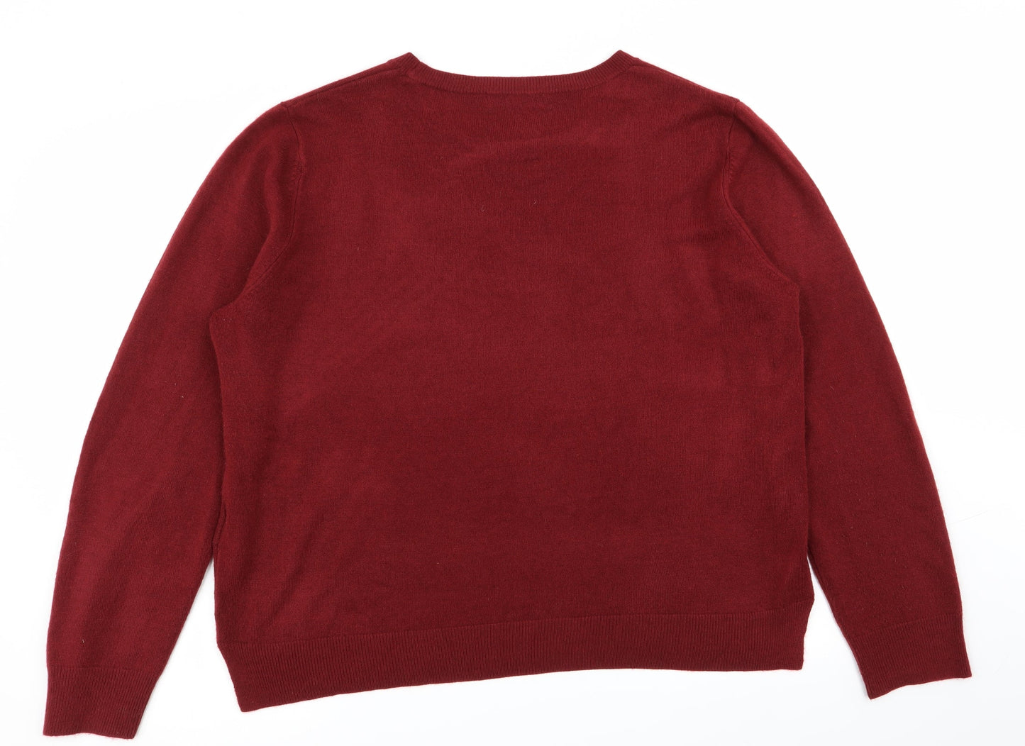 M&s Womens Red   Pullover Jumper Size 20