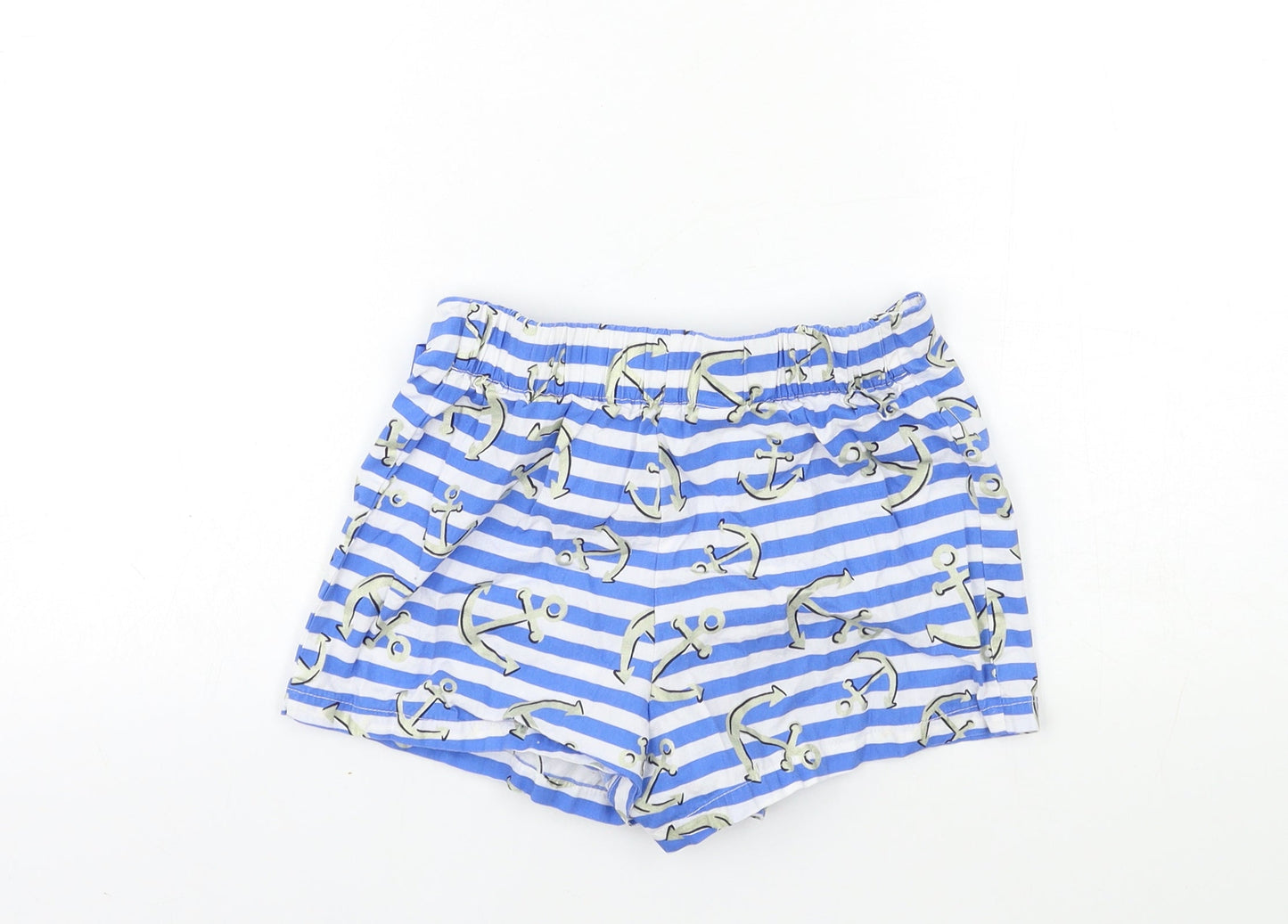 Preworn Girls Blue Striped  Wrap Shorts Size 7 Years