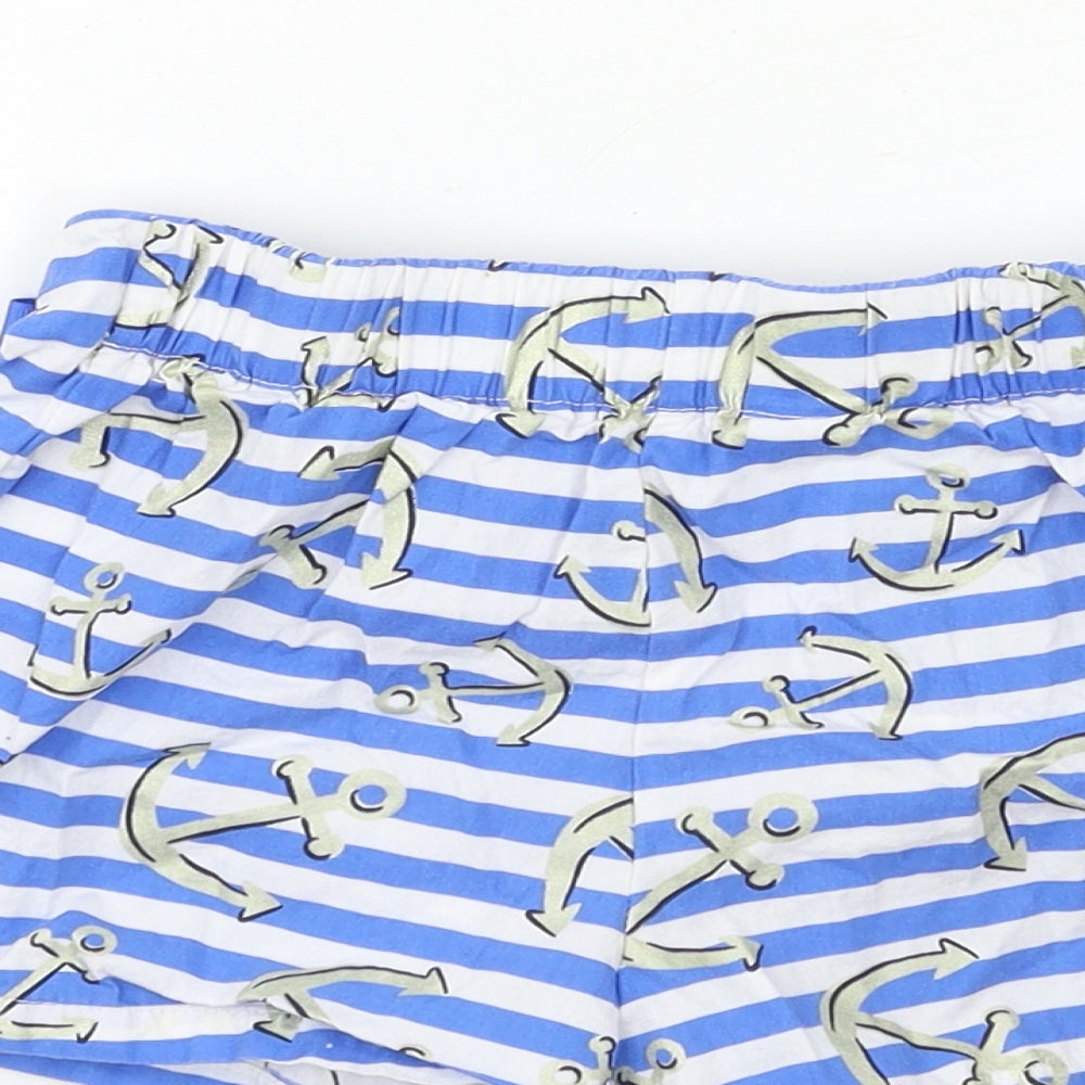 Preworn Girls Blue Striped  Wrap Shorts Size 7 Years