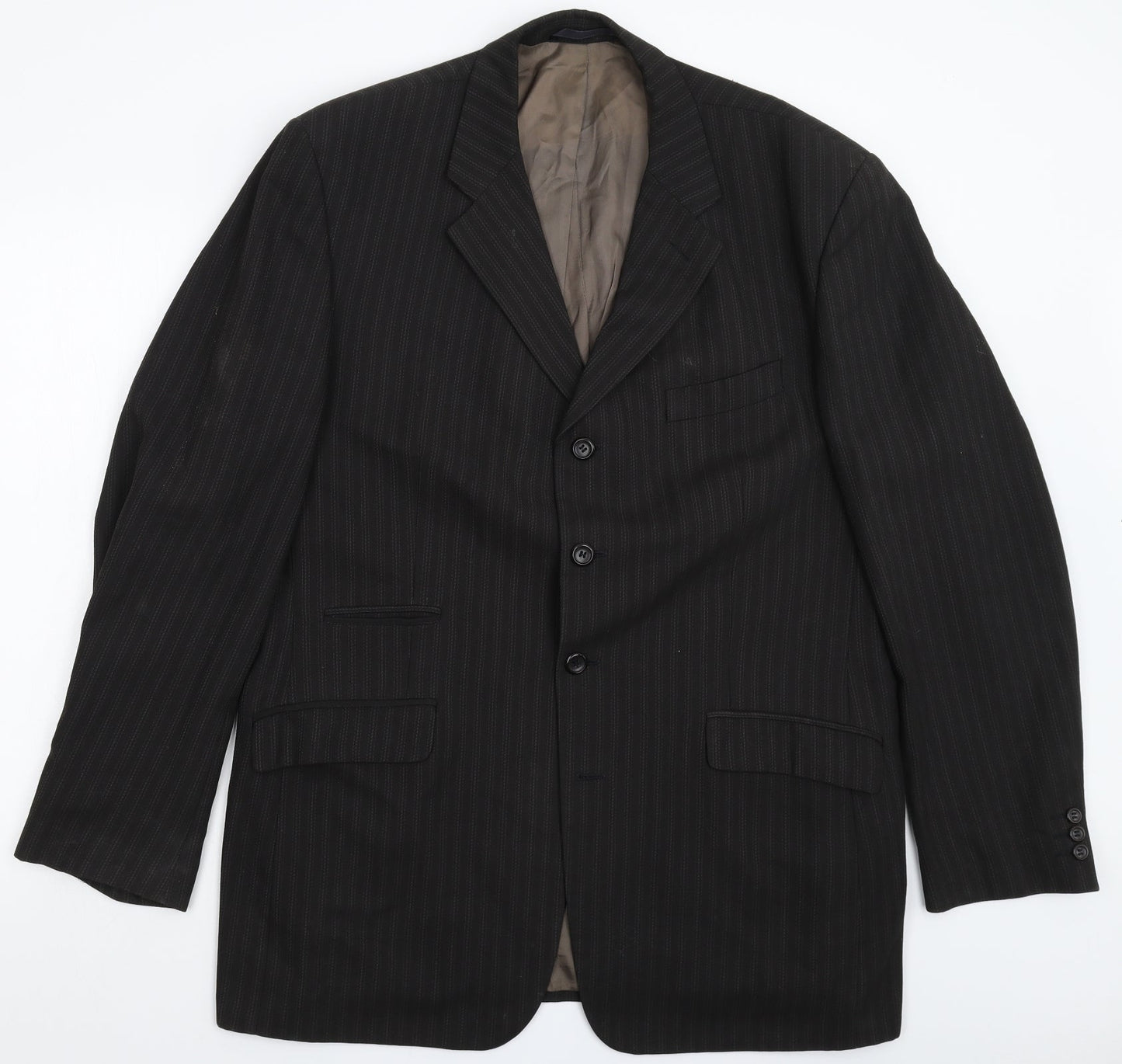 SCOTT Mens Grey Striped  Jacket Suit Jacket Size 44