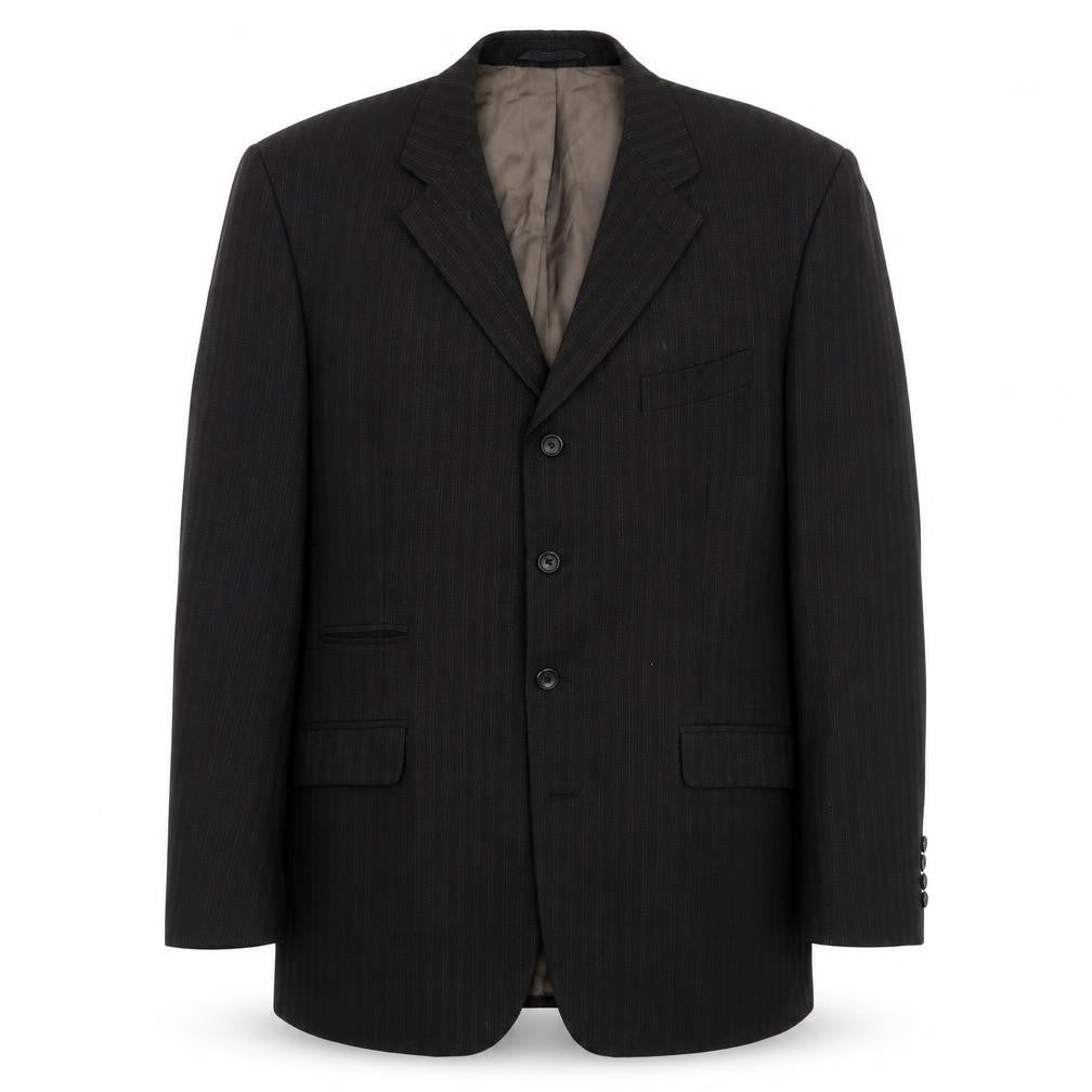 Front view of SCOTT men’s grey striped jacket suit jacket, size 44