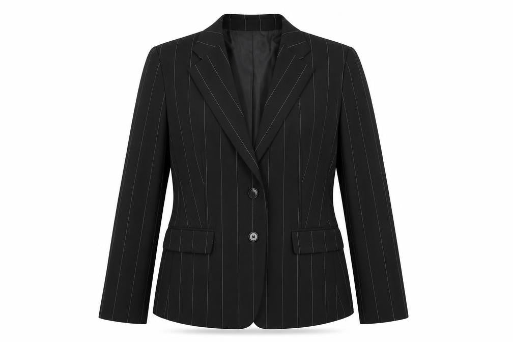 Impressions Womens Black Striped  Jacket Suit Jacket Size 14