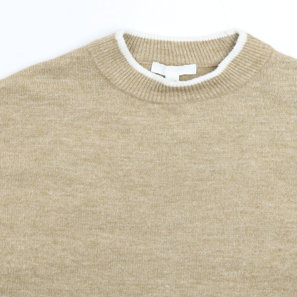 H&M Womens Beige  Knit Pullover Jumper Size XS