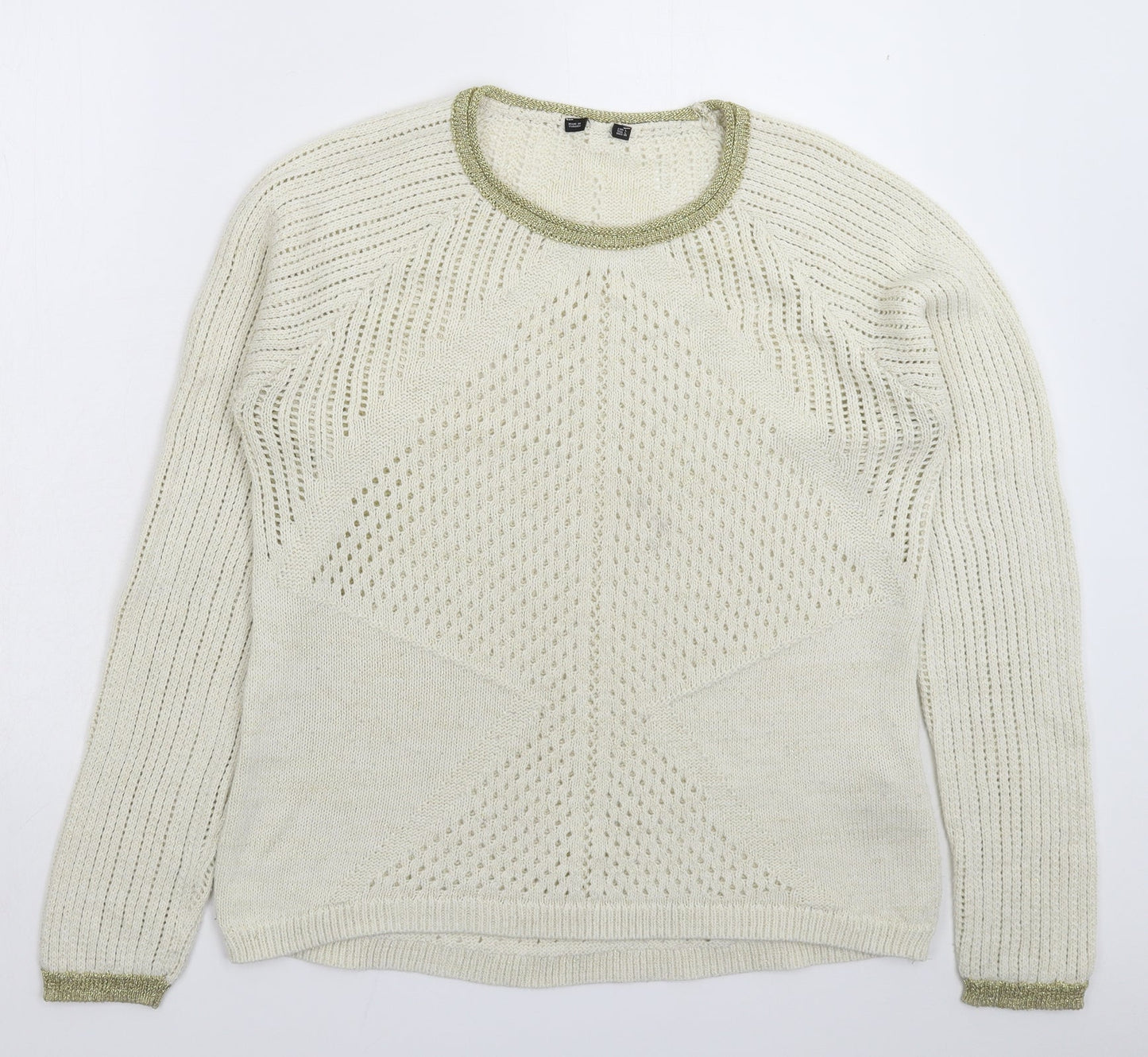 Preworn Womens White  Knit Pullover Jumper Size L