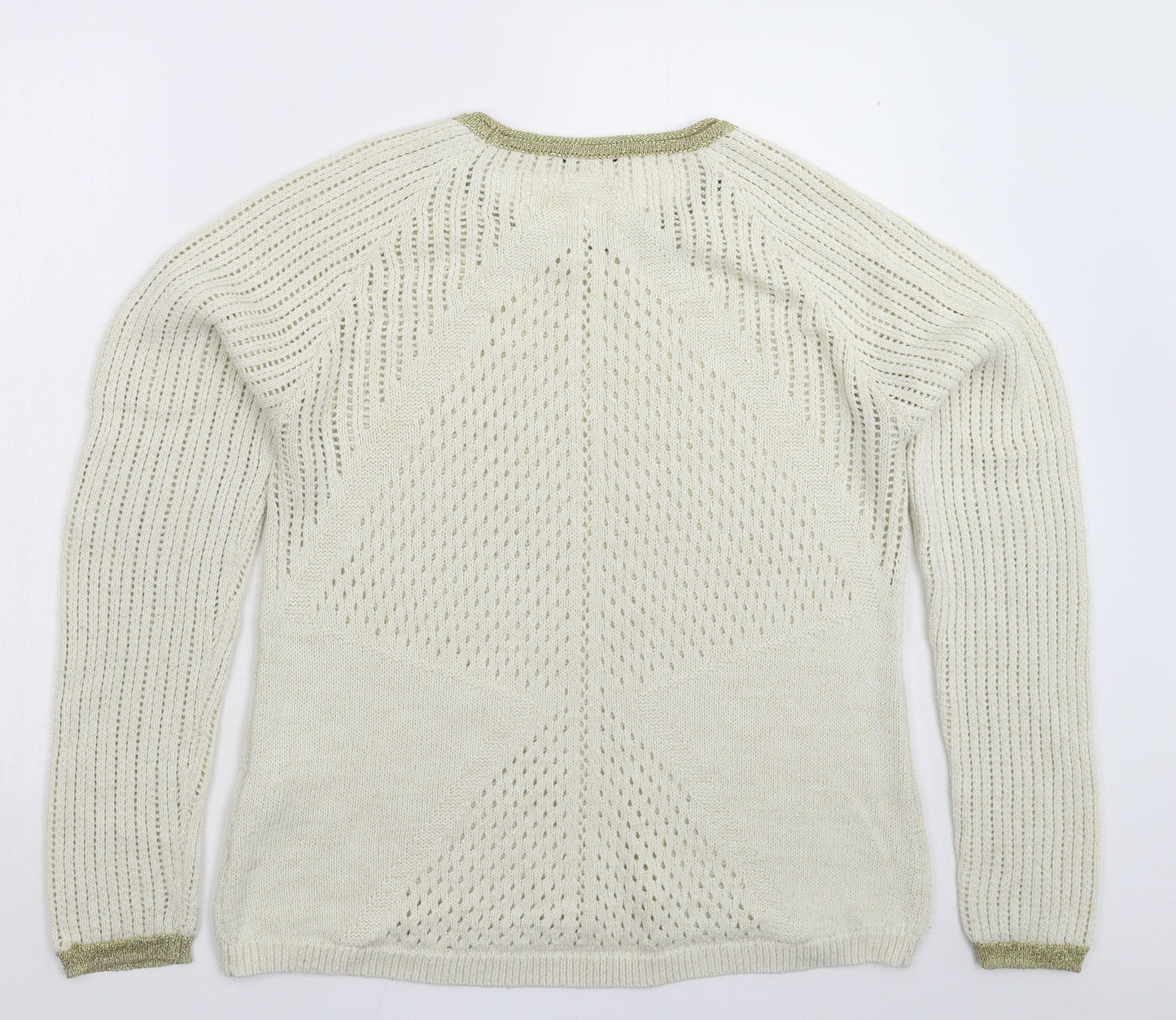 Preworn Womens White  Knit Pullover Jumper Size L