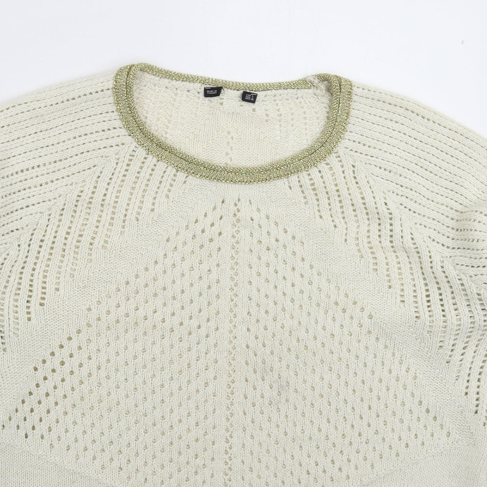 Preworn Womens White  Knit Pullover Jumper Size L