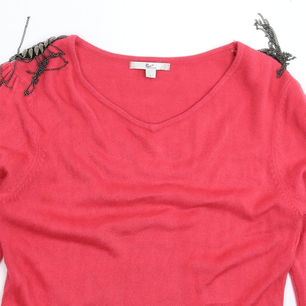 Klass Womens Pink  Knit Pullover Jumper Size L
