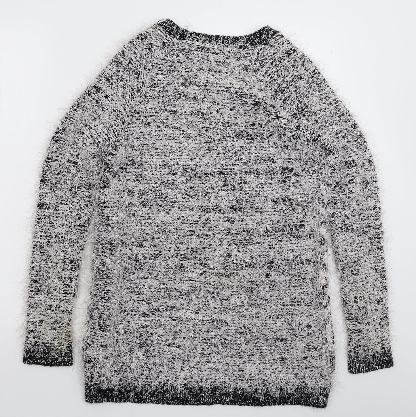River Island Womens Silver Geometric Knit Pullover Jumper Size 10
