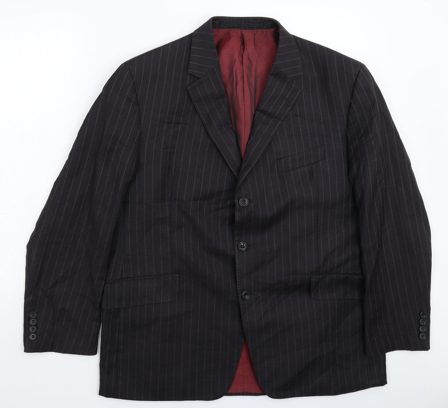 Marks and Spencer Mens Black Striped  Jacket Suit Jacket Size 44