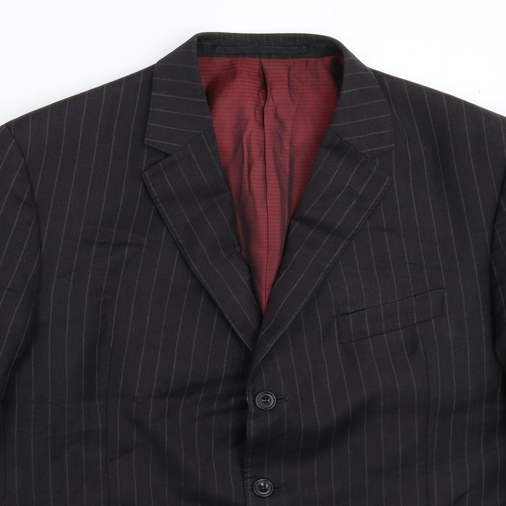 Marks and Spencer Mens Black Striped  Jacket Suit Jacket Size 44
