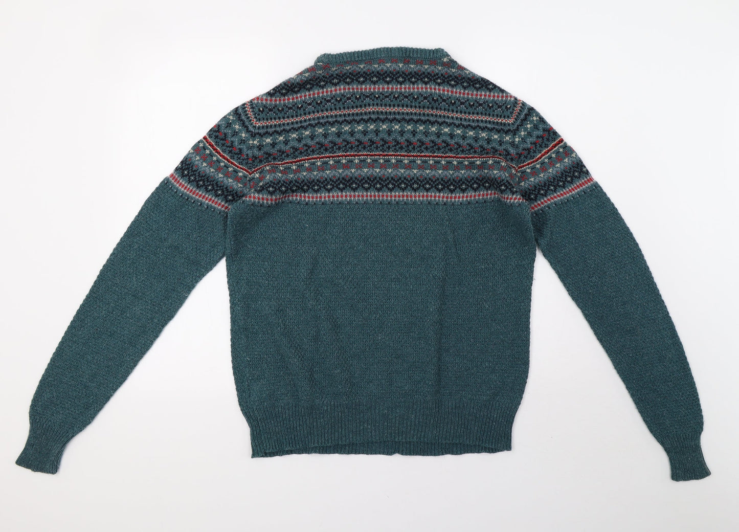 Peacocks Mens Green Geometric Knit Pullover Sweatshirt Size S