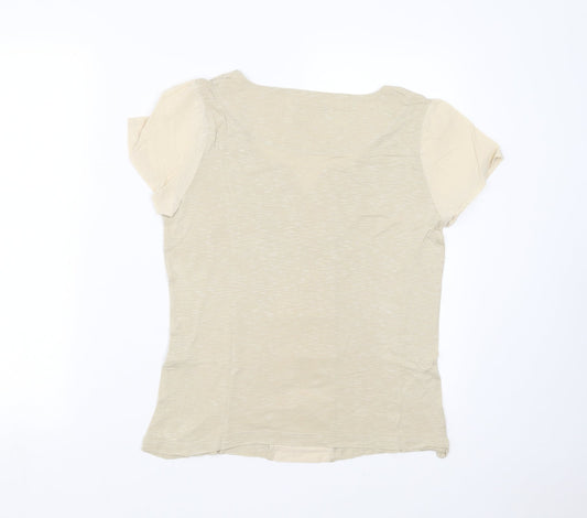 Marks and Spencer Womens Beige   Basic Blouse Size 14  - Embroidered detail