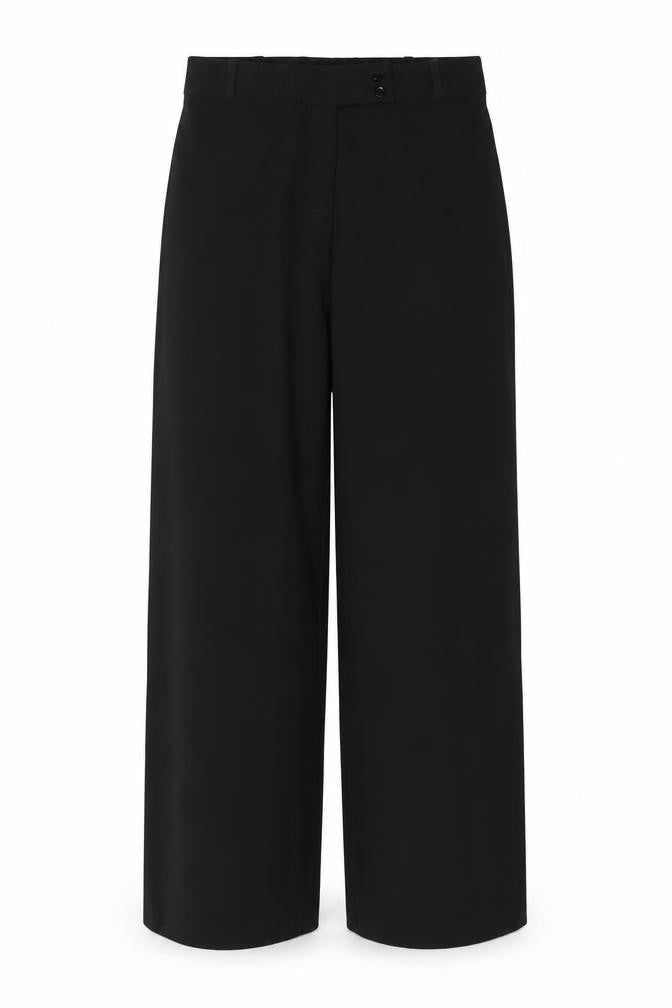 Front view of Miss Selfridge women’s black trousers, size UK 10, 31-inch leg