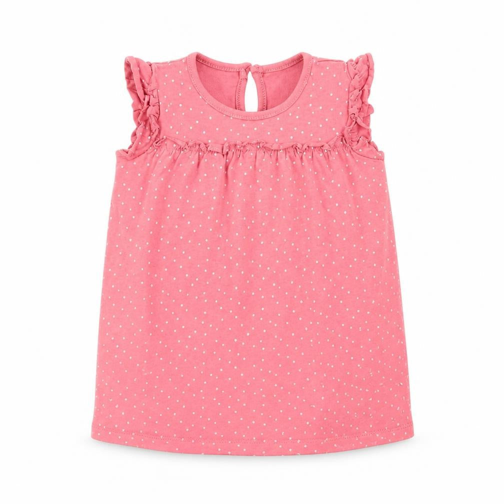 Front view of George girls’ pink polka dot t-shirt dress, size 12-18, months