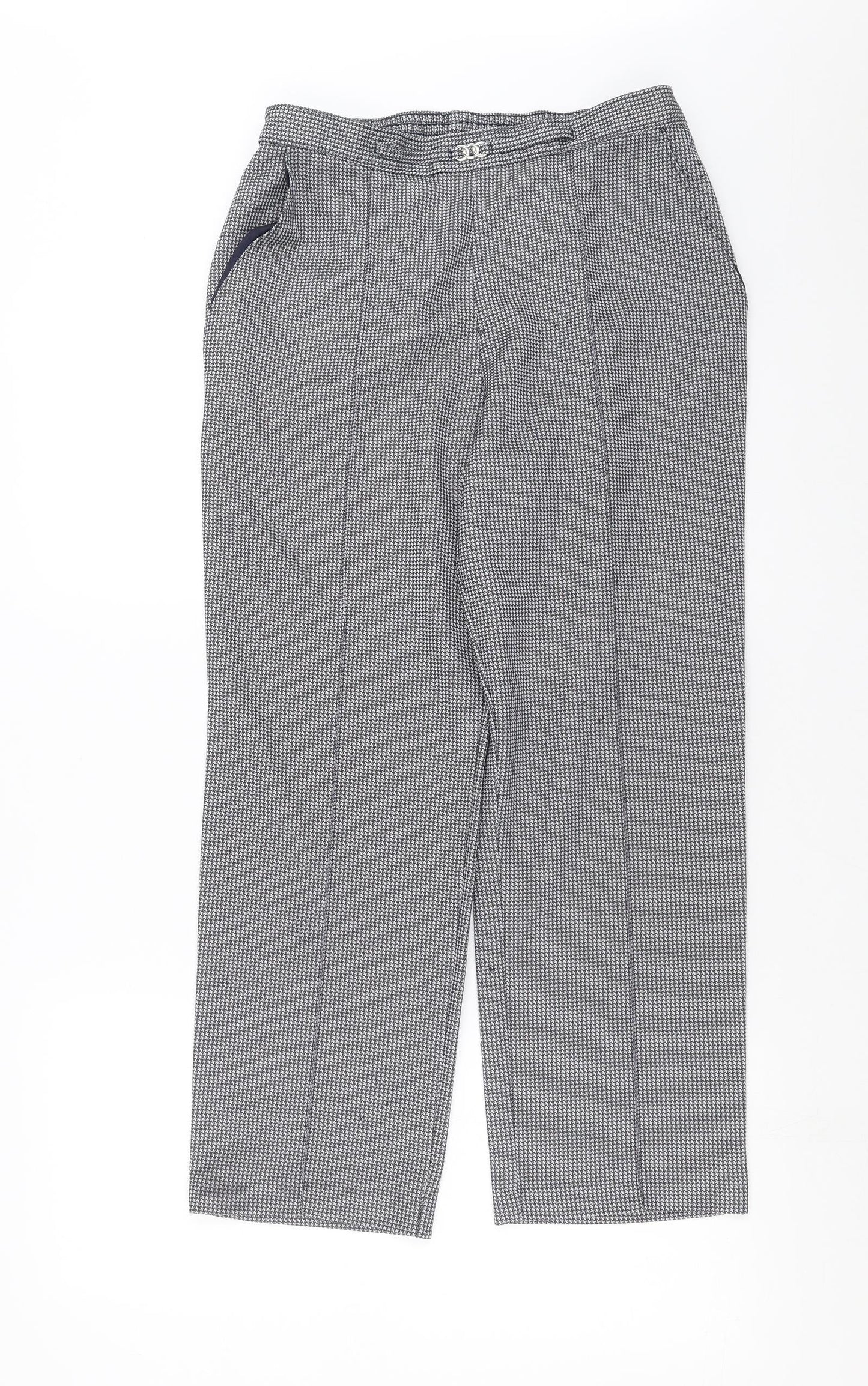 Marks and Spencer Womens Blue Houndstooth  Trousers  Size 14 L26 in