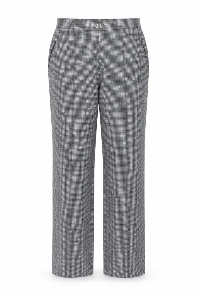 Marks and Spencer Womens Blue Houndstooth  Trousers  Size 14 L26 in