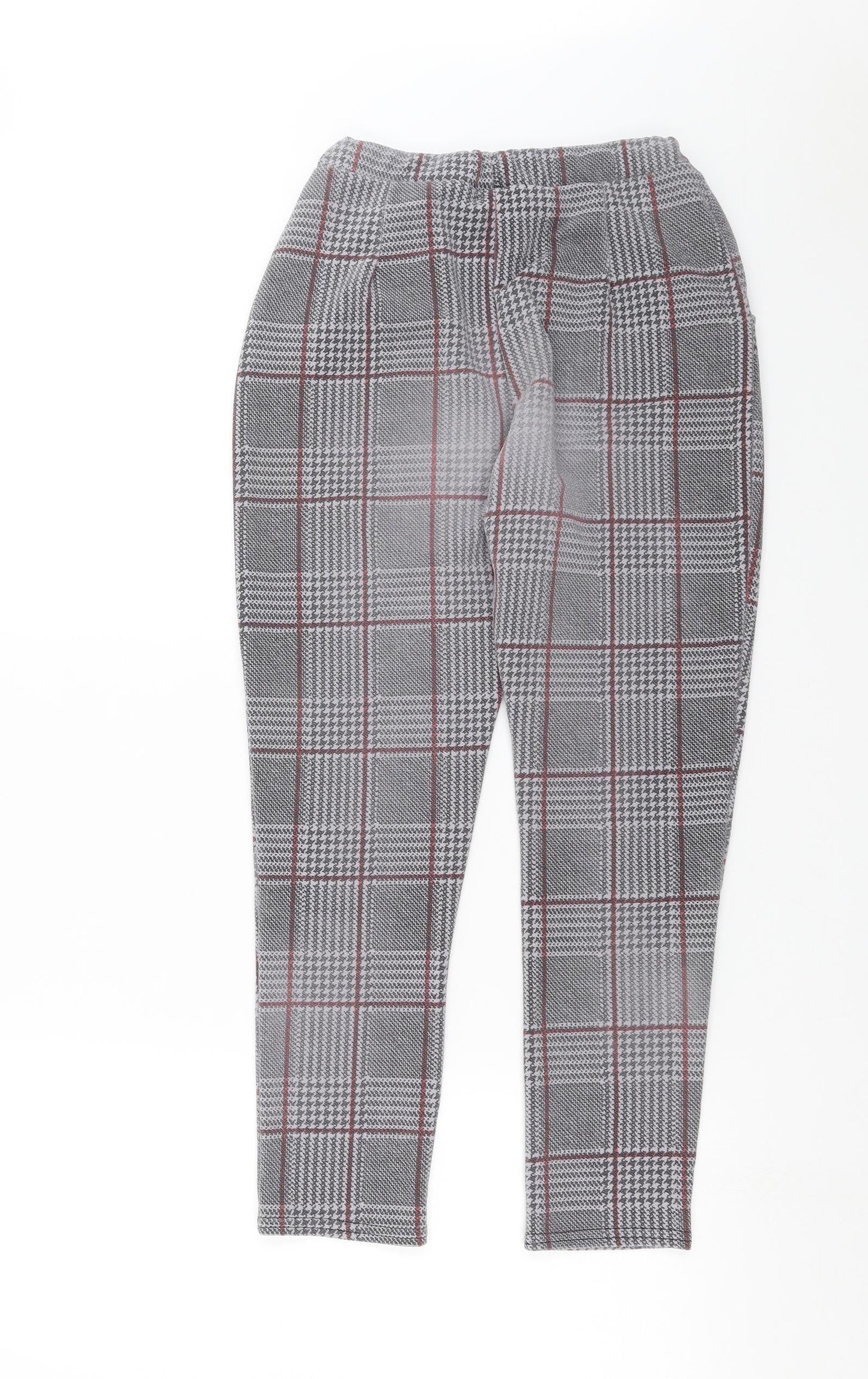 Boohoo Womens Grey Check  Trousers  Size 10 L26 in