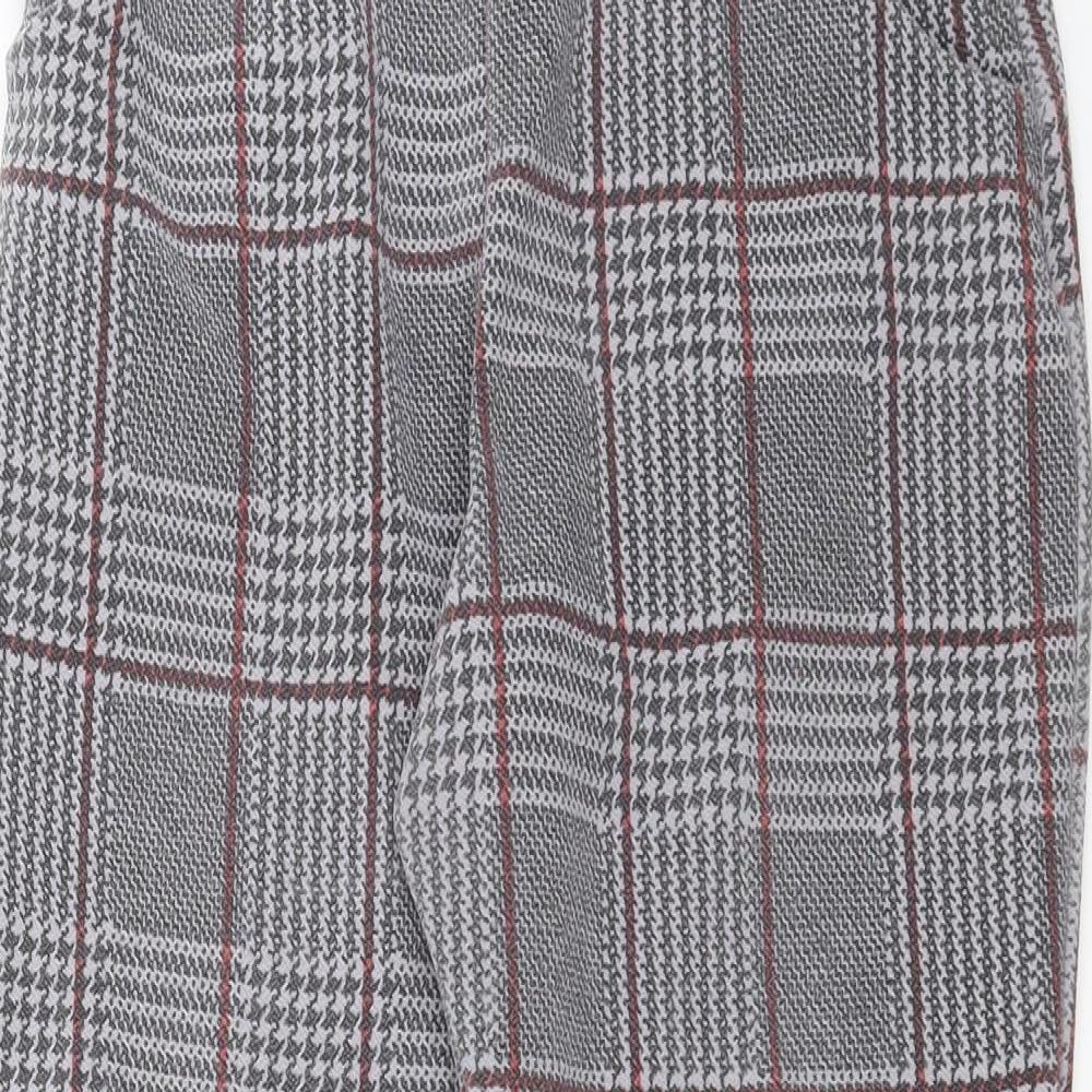Boohoo Womens Grey Check  Trousers  Size 10 L26 in