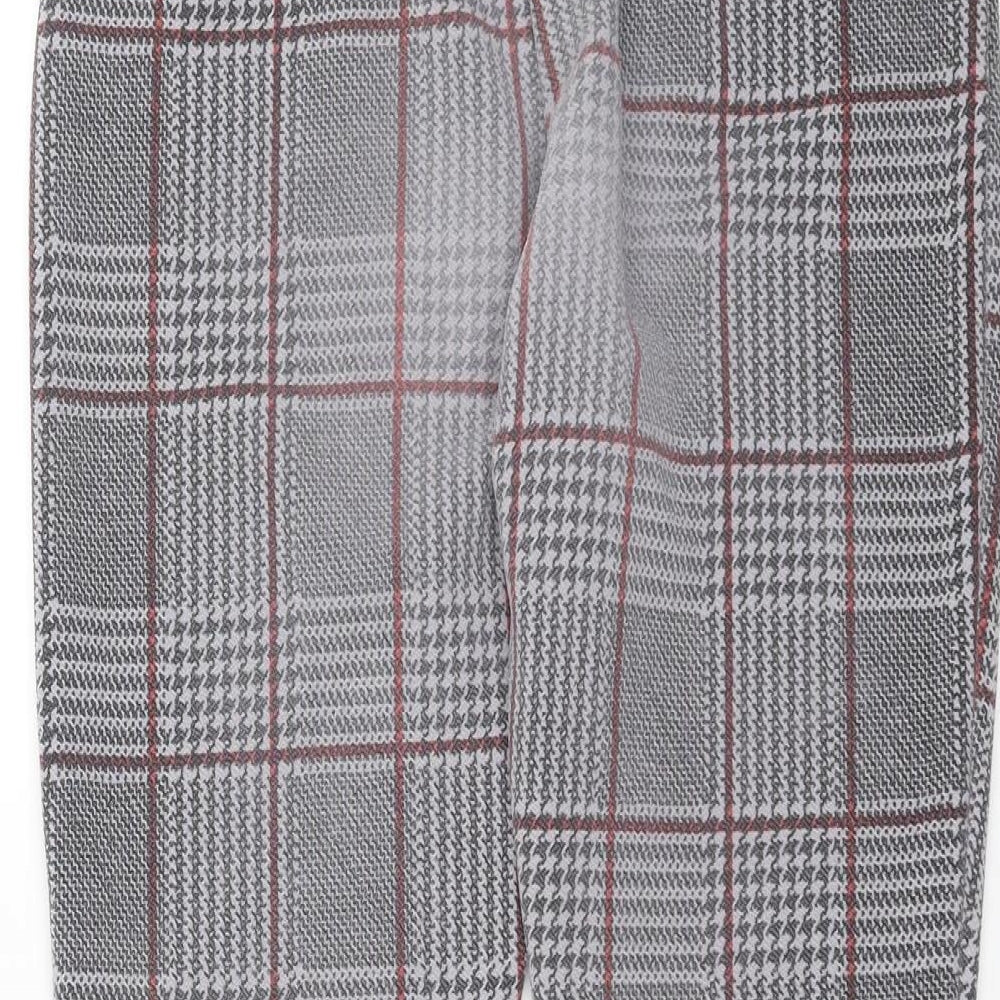 Boohoo Womens Grey Check  Trousers  Size 10 L26 in