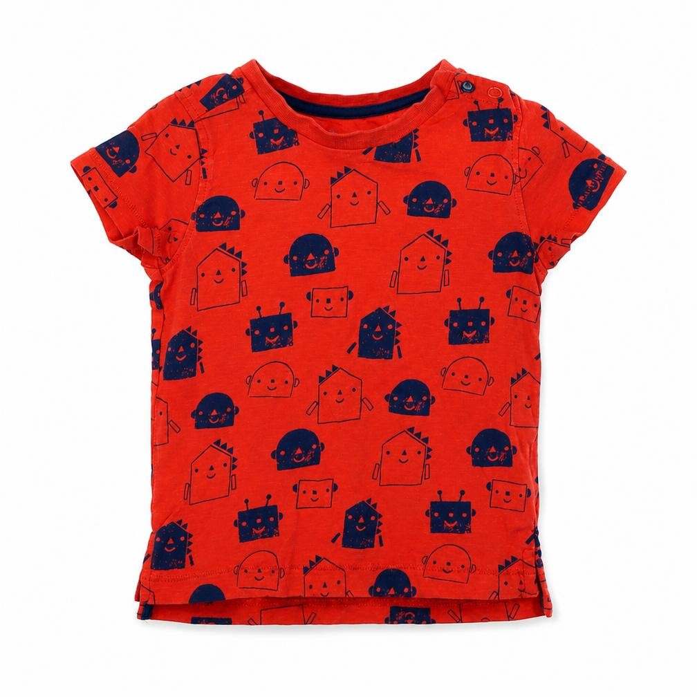 Front view of Mothercare boys’ red basic t-shirt, size 12-18, months